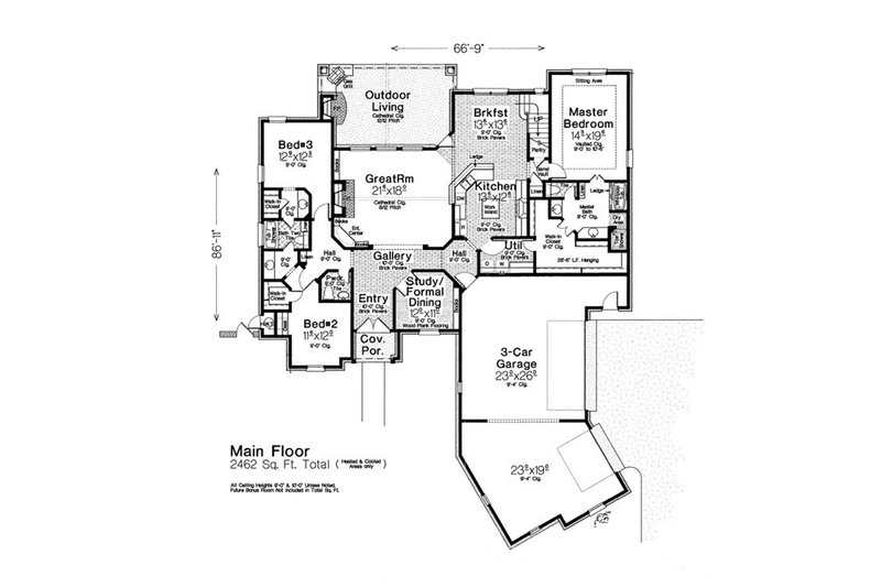 Architectural House Design - Floor Plan - Main Floor for European House Plan #310-1306 - 3 bed, 2.5 bath