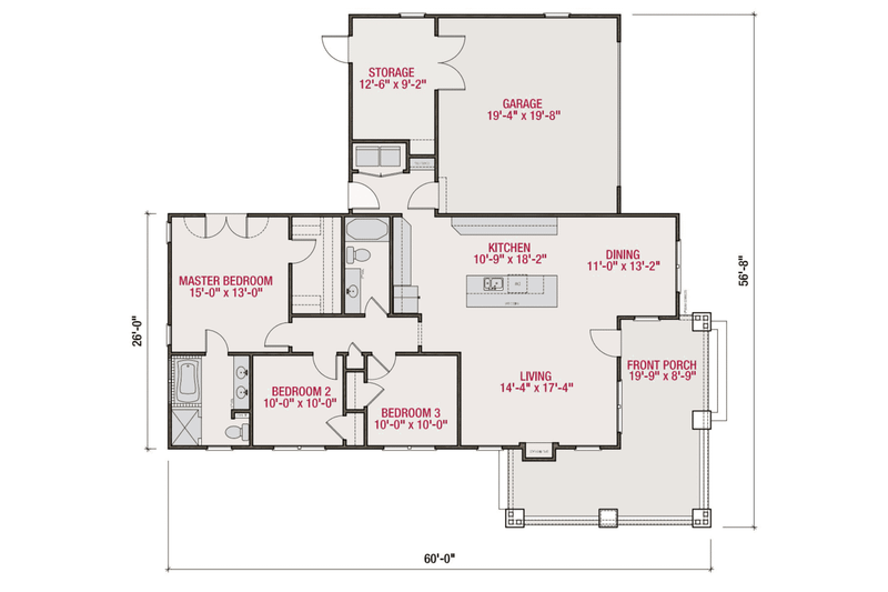 Dream House Plan - Floor Plan - Main Floor for Craftsman House Plan #461-54 - 3 bed, 2 bath