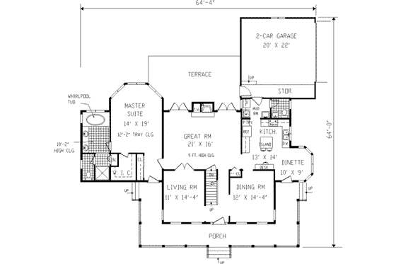 Floor Plan - Main Floor for Farmhouse House Plan #3-214 - 5 bed, 2.5 bath