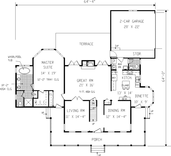 Dream House Plan - Country Floor Plan - Main Floor Plan #3-214