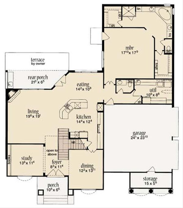 Home Plan - Mediterranean Floor Plan - Main Floor Plan #36-469