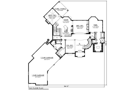 Floor Plan - Main Floor for European House Plan #70-1294 - 4 bed, 4.5 bath