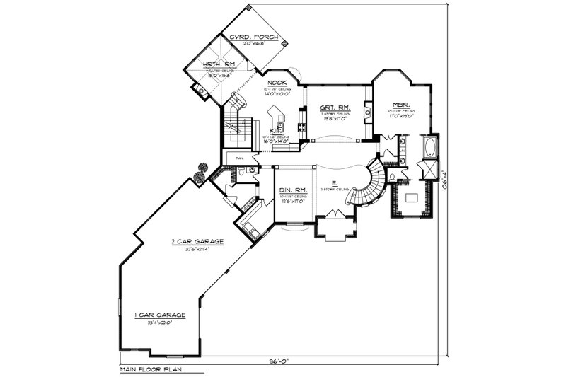 Architectural House Design - Floor Plan - Main Floor for European House Plan #70-1294 - 4 bed, 4.5 bath
