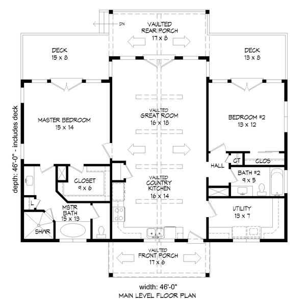 House Design - Cabin Floor Plan - Main Floor Plan #932-56
