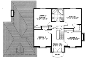 Floor Plan - Upper Floor for European House Plan #138-156 - 4 bed, 1.5 bath