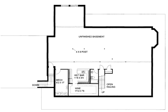 Floor Plan - Lower Floor for Craftsman House Plan #117-642 - 4 bed, 4.5 bath