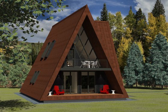 Small 3 Bedroom A-Frame Plan 933-16 - Front Exterior