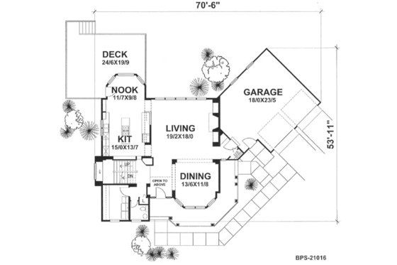 Floor Plan - Main Floor for Country House Plan #50-111 - 3 bed, 2.5 bath