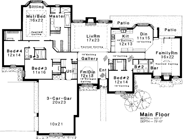 Traditional Floor Plan - Main Floor Plan #310-170