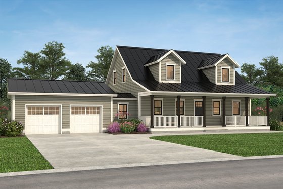 Exterior - Front Elevation 3 for Farmhouse House Plan #497-64 - 3 bed, 3.5 bath