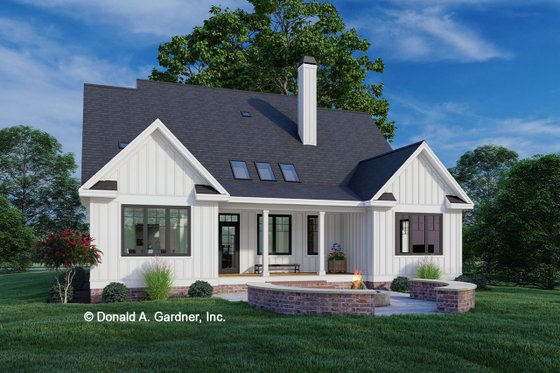 Exterior - Rear Elevation for Farmhouse House Plan #929-1147 - 4 bed, 3 bath