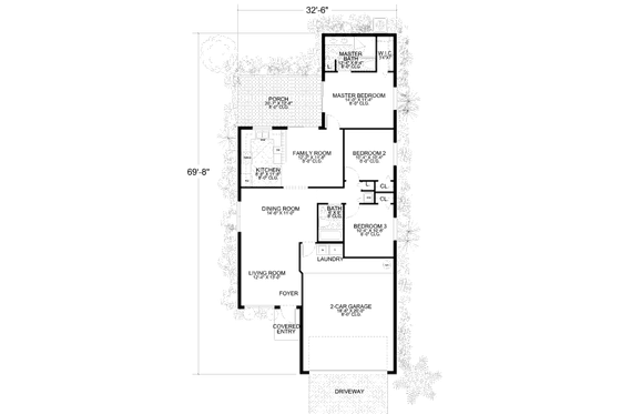 Floor Plan - Main Floor for Cottage House Plan #420-104 - 3 bed, 2 bath