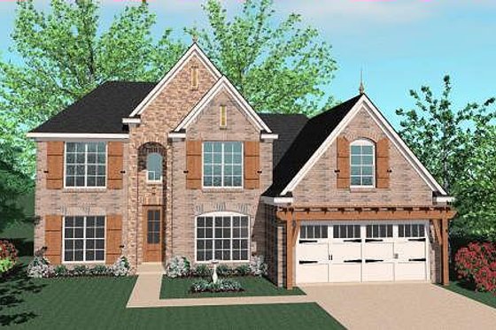 Exterior - Front Elevation for European House Plan #424-67 - 3 bed, 2.5 bath