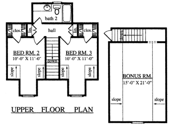 Country Floor Plan - Upper Floor Plan #42-342
