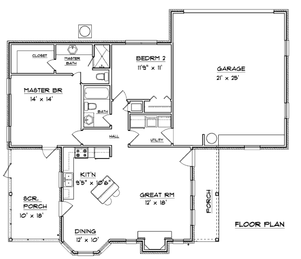 Dream House Plan - Ranch Floor Plan - Main Floor Plan #14-244