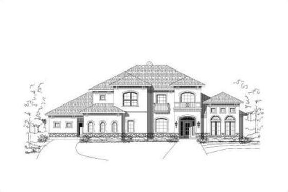 Exterior - Front Elevation for Mediterranean House Plan #411-209 - 5 bed, 3 bath