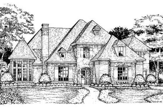 Exterior - Front Elevation for European House Plan #141-309 - 4 bed, 3.5 bath