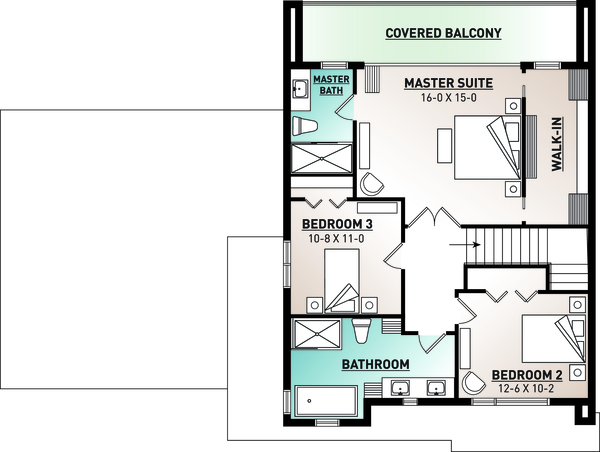 Contemporary Floor Plan - Upper Floor Plan #23-2645