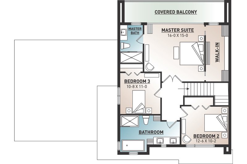 House Design - Floor Plan - Upper Floor for Contemporary House Plan #23-2645 - 3 bed, 2.5 bath