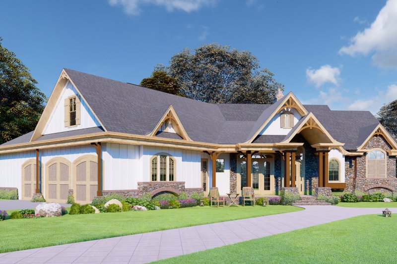Architectural House Design - Craftsman Exterior - Front Elevation Plan #54-534