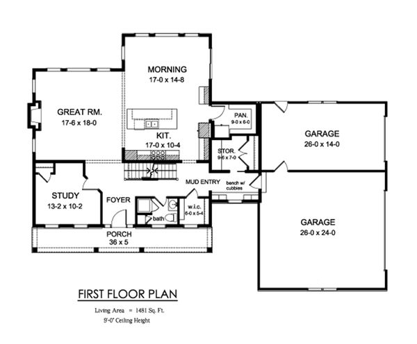 Architectural House Design - Farmhouse Floor Plan - Main Floor Plan #1010-248