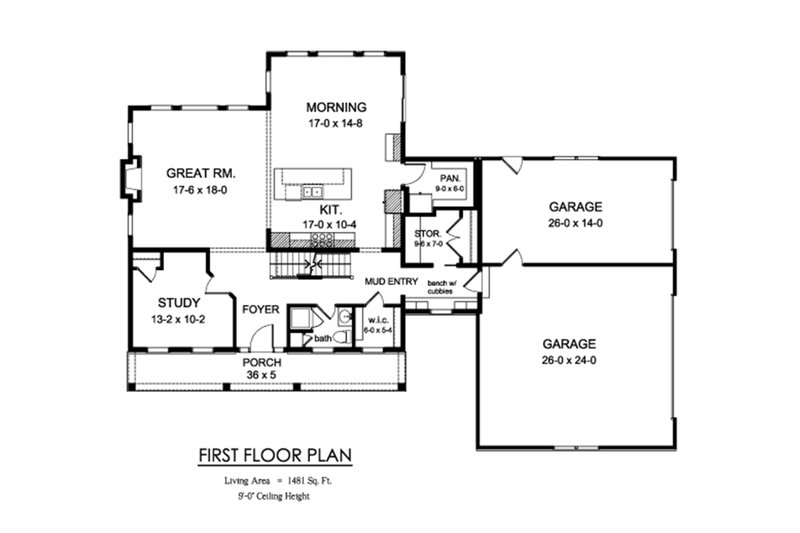 Home Plan - Floor Plan - Main Floor for Farmhouse House Plan #1010-248 - 5 bed, 3 bath