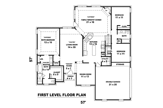 Floor Plan - Main Floor for European House Plan #81-1539 - 4 bed, 3 bath