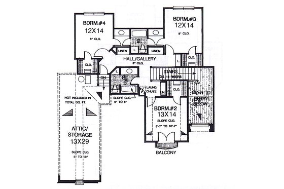 Floor Plan - Upper Floor for European House Plan #310-937 - 4 bed, 4 bath