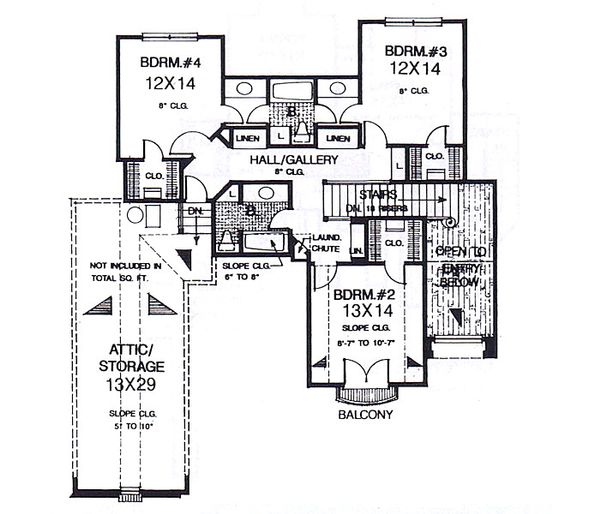 European Floor Plan - Upper Floor Plan #310-937
