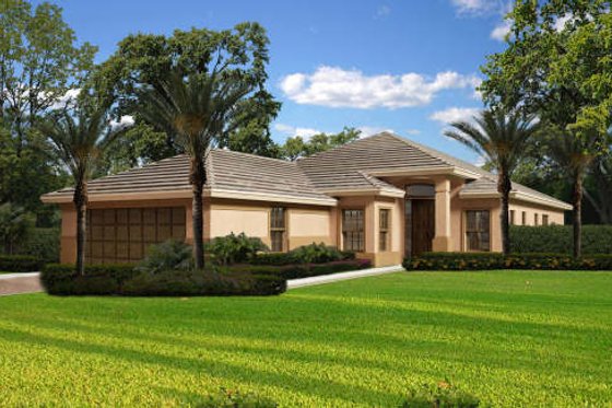 Exterior - Front Elevation for Mediterranean House Plan #420-263 - 3 bed, 2 bath
