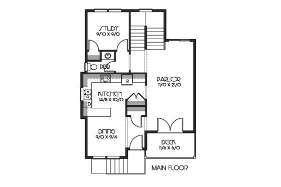 Floor Plan - Main Floor for Craftsman House Plan #423-63 - 4 bed, 3.5 bath