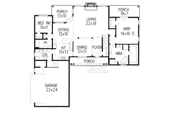 Floor Plan - Main Floor for European House Plan #15-204 - 3 bed, 3 bath