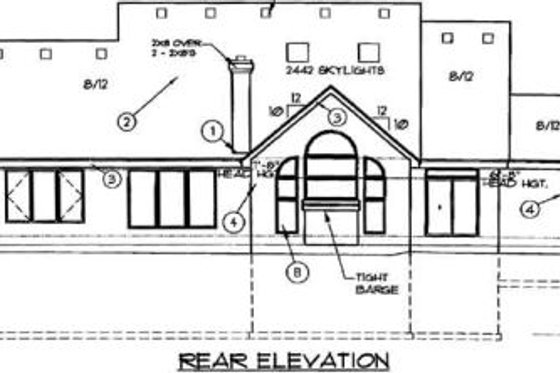 Exterior - Rear Elevation for Traditional House Plan #67-414 - 4 bed, 3 bath