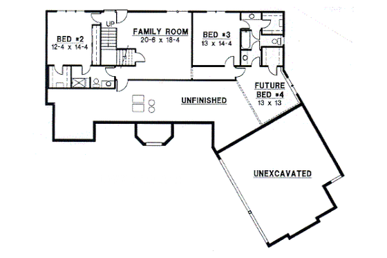 Floor Plan - Lower Floor for European House Plan #67-370 - 3 bed, 3.5 bath