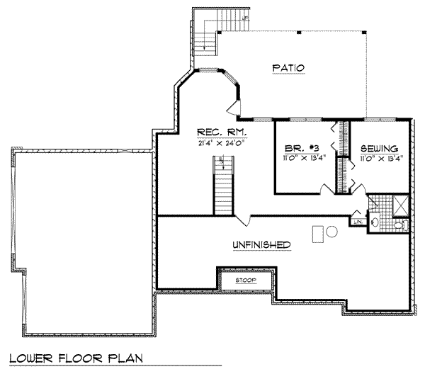 House Plan Design - European Floor Plan - Lower Floor Plan #70-765