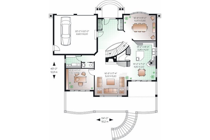 Home Plan - Floor Plan - Main Floor for European House Plan #23-836 - 5 bed, 3.5 bath