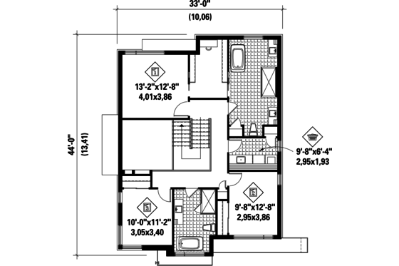 Floor Plan - Upper Floor for Contemporary House Plan #25-4374 - 3 bed, 2 bath