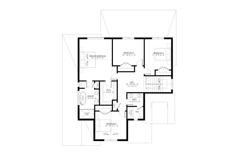 Architectural House Design - Floor Plan - Upper Floor for European House Plan #1114-125 - 4 bed, 2.5 bath
