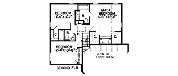 Contemporary Floor Plan - Upper Floor Plan #312-768