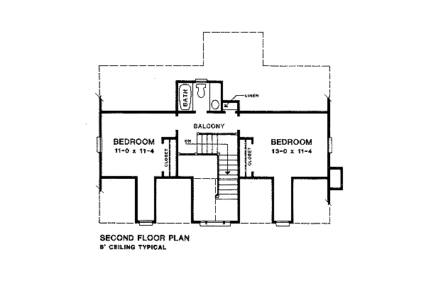Colonial Floor Plan - Upper Floor Plan #10-201