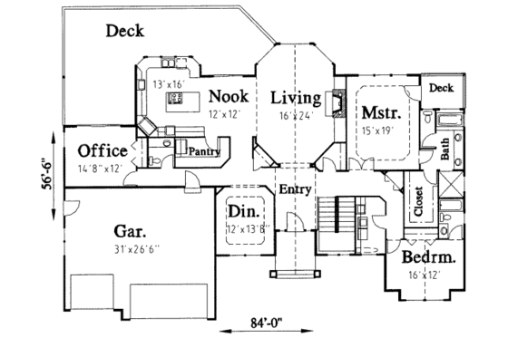 Floor Plan - Main Floor for Traditional House Plan #303-459 - 4 bed, 3.5 bath