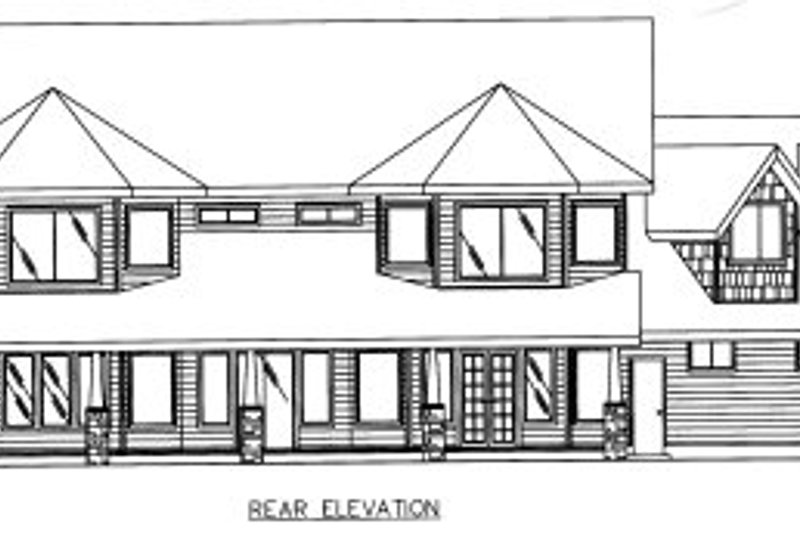 Home Plan - Exterior - Rear Elevation for European House Plan #117-439 - 4 bed, 3.5 bath