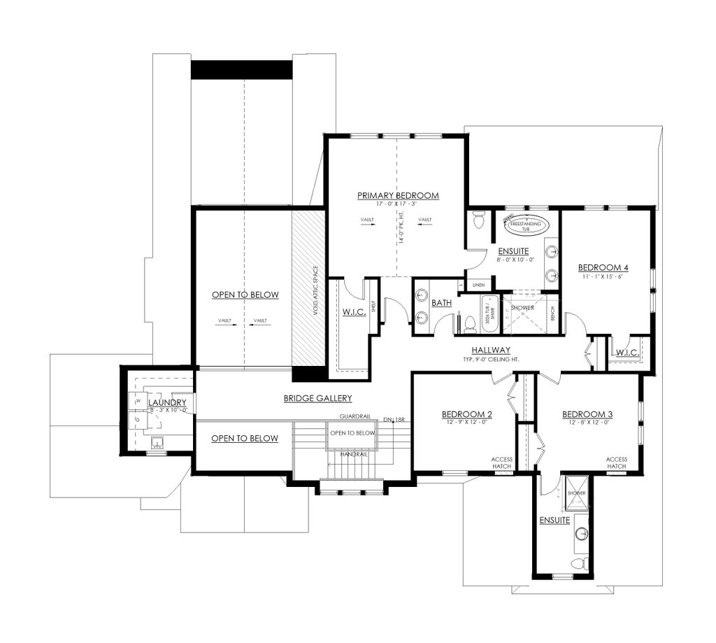 Floor Plan - Upper Floor for European House Plan #1114-121 - 4 bed, 3 bath