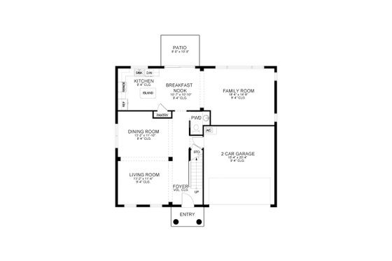 Floor Plan - Main Floor for Traditional House Plan #1058-202 - 3 bed, 3.5 bath