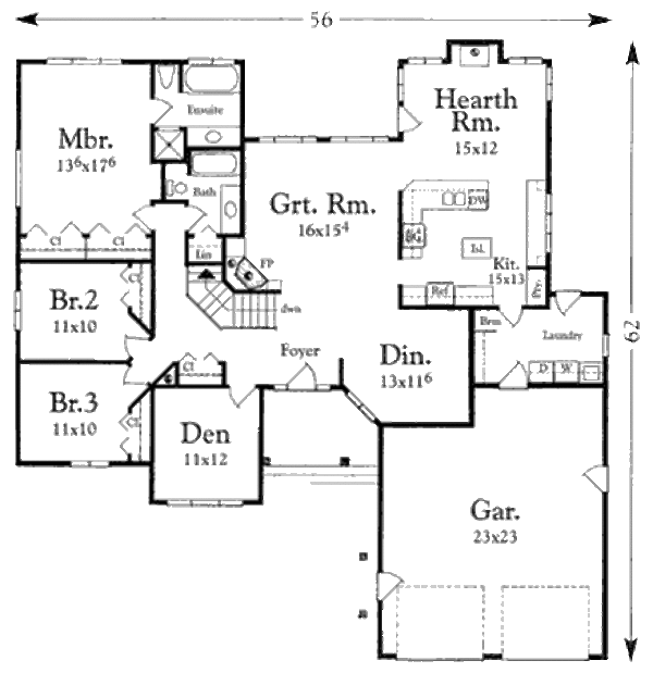Traditional Floor Plan - Main Floor Plan #409-109