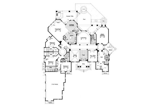 Floor Plan - Main Floor for European House Plan #417-431 - 4 bed, 6 bath