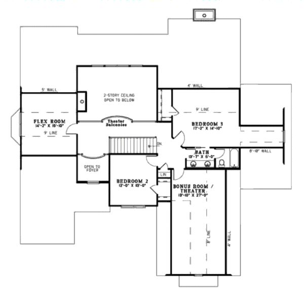 House Blueprint - European Floor Plan - Upper Floor Plan #17-2302