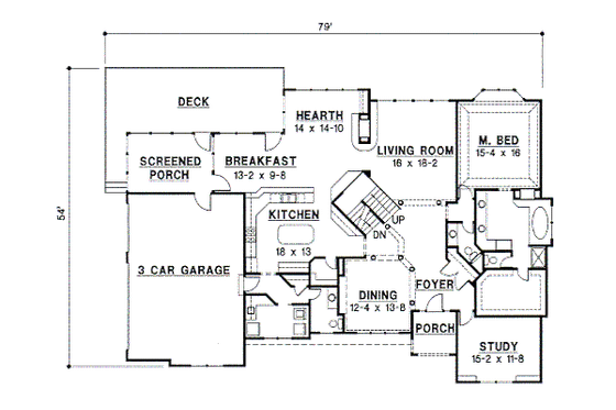 Floor Plan - Main Floor for European House Plan #67-238 - 4 bed, 4 bath