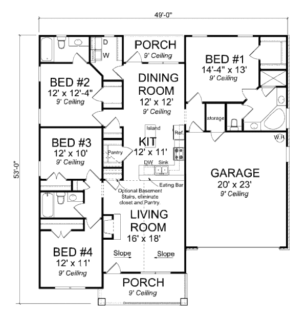 Home Plan - Traditional Floor Plan - Main Floor Plan #513-7