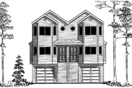 Exterior - Front Elevation for Traditional House Plan #303-404 - 2 bed, 2.5 bath